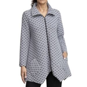 Habitat Lagenlook  Zip Cardigan Womens Medium Black Gray Geometric Oversized